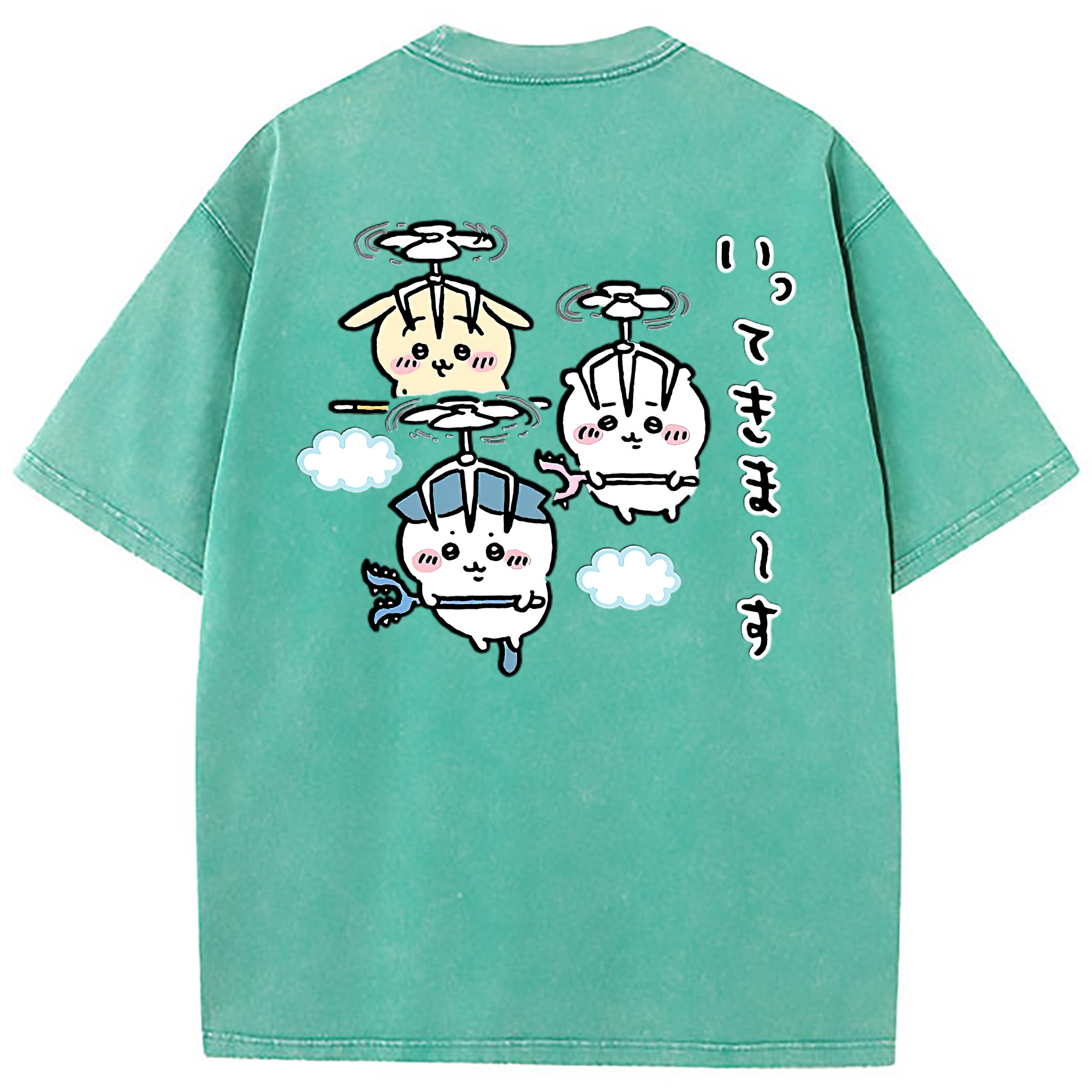（画像用） ちいかわ ちいかわ Chii-kawa chiikawa 綿100% ヴィンテージ風 半袖Tシャツ（背面プリント）